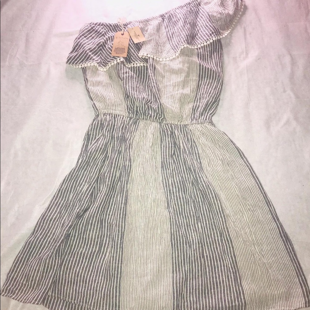 One shoulder striped dress